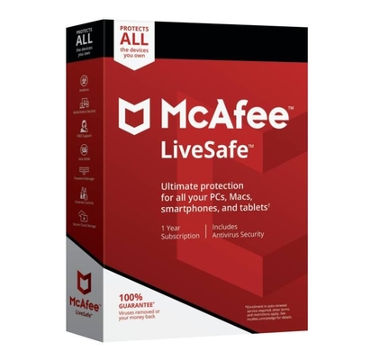 Software de segurança em linha do Internet de McAfee 2022 dispositivos ilimitados sistemas operacionais chaves de 1 ligamento do ano