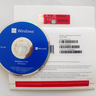 Pacote mordido do OEM da chave 64 profissionais DVD do COA Microsoft Windows 11 de FPP