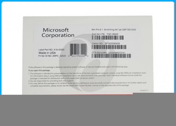 Etiqueta chave do active do código da licença da etiqueta de Windows 8,1 dos software de Microsoft Windows pro